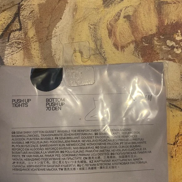 1 Pair Black Push Up Tights - Picture 2 of 2